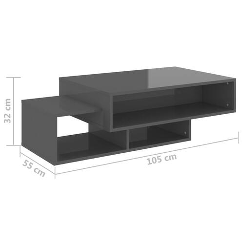 Sofabord 2 stk. 105x55x32 cm konstrueret træ grå højglans