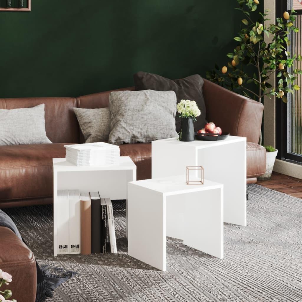 Indskudsborde 3 stk. konstrueret træ hvid