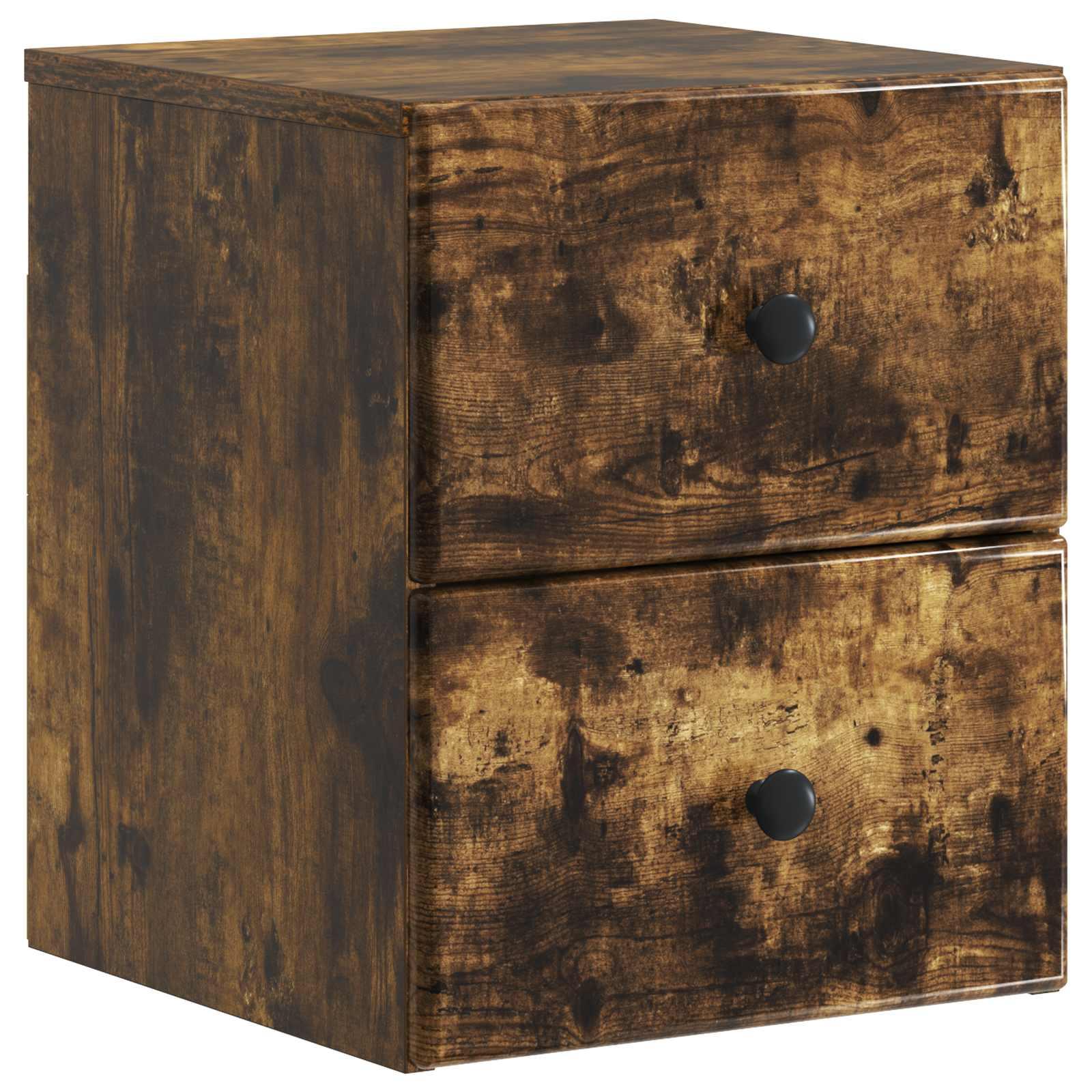 Væghængt Natbord Røget eg 34,5 x 33 x 40 cm Konstrueret træ billede