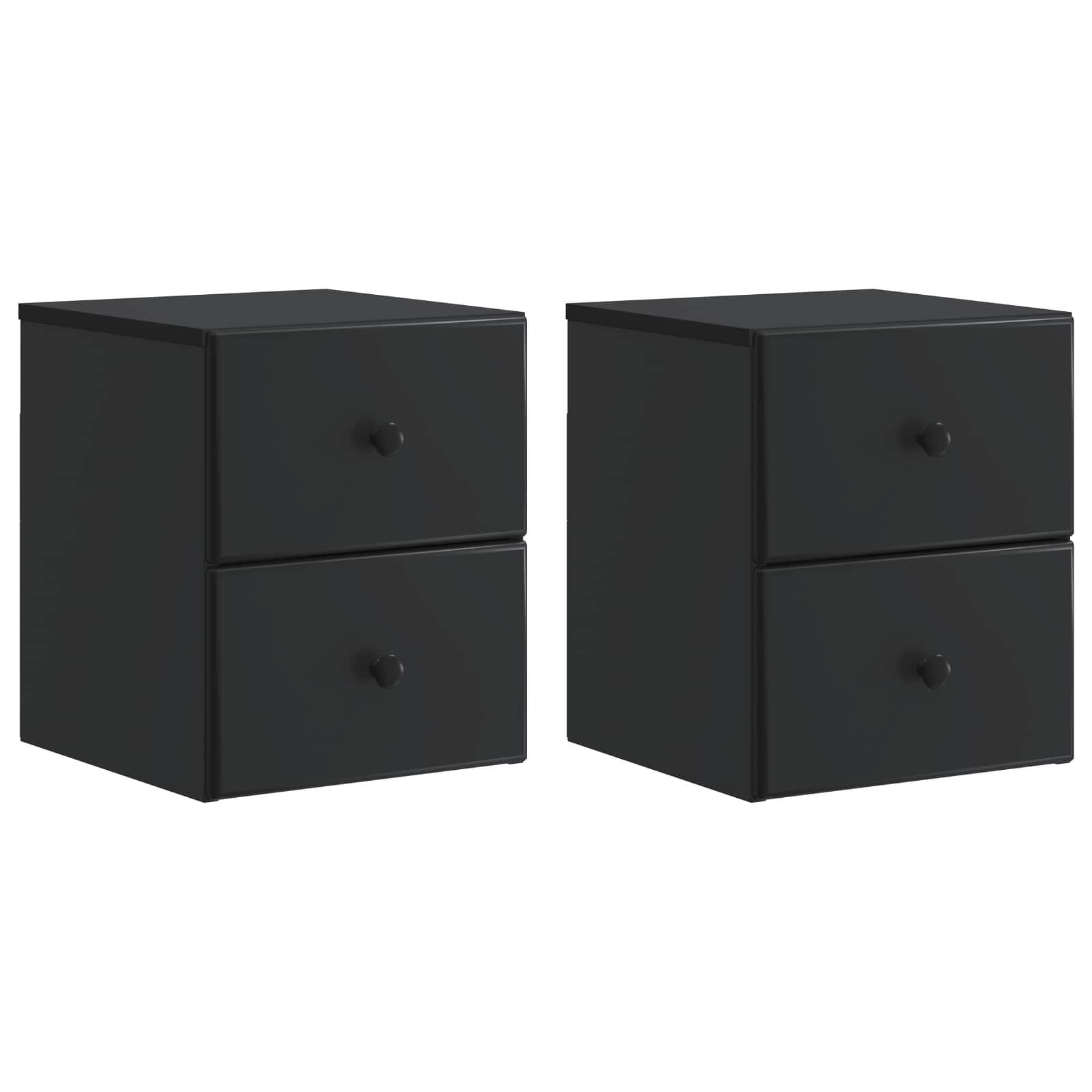 Væghængt Natbord 2 stk Sort 34,5 x 33 x 40 cm Konstrueret træ billede