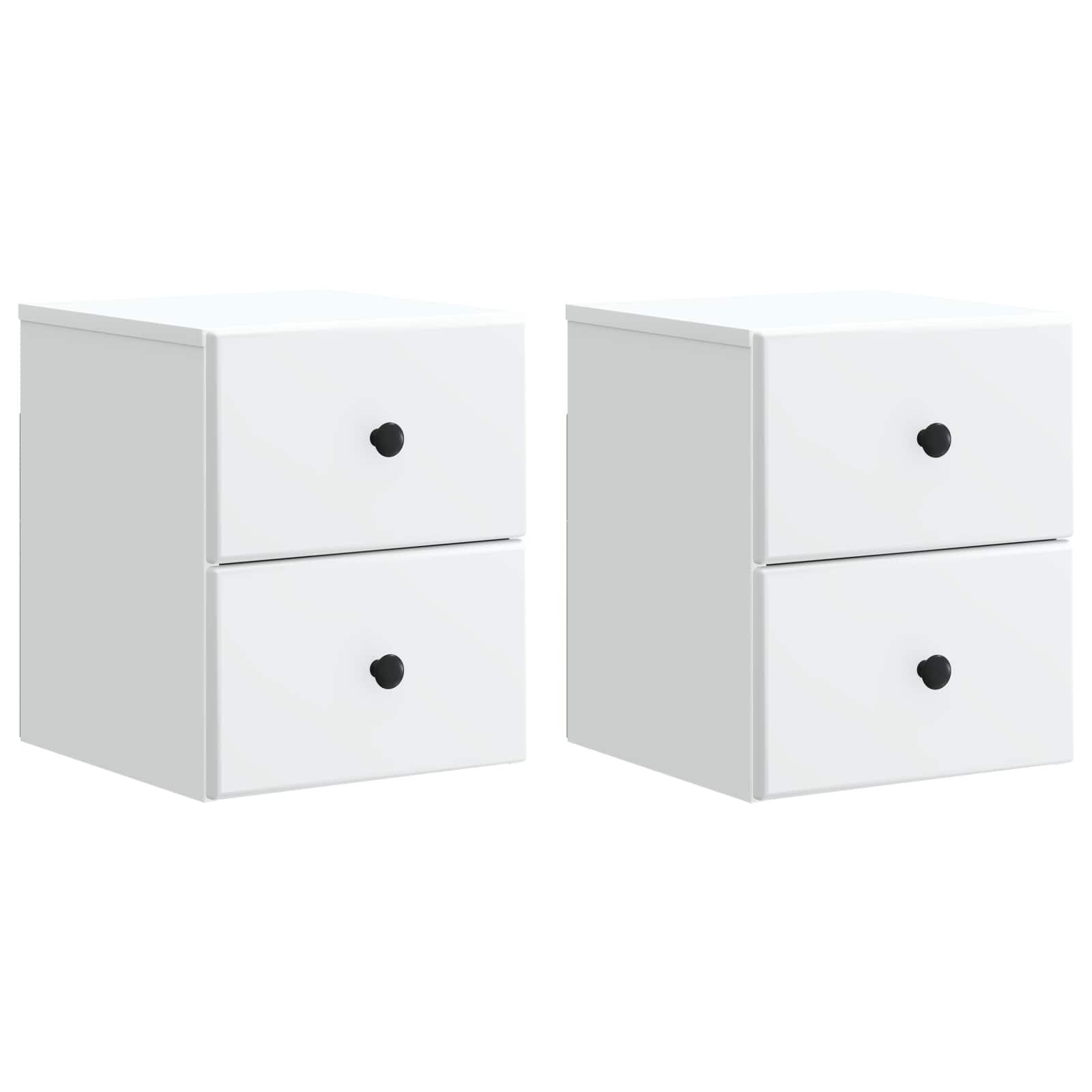 Væghængt Natbord 2 stk Hvid 34,5 x 33 x 40 cm Konstrueret træ billede