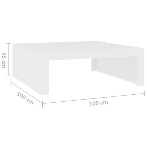 Sofabord 100x100x35 cm konstrueret træ hvid