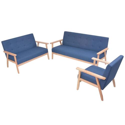 Sofasæt i 3 dele stof blå