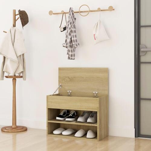 Skobænk 60x30x45 cm konstrueret træ sonoma-eg