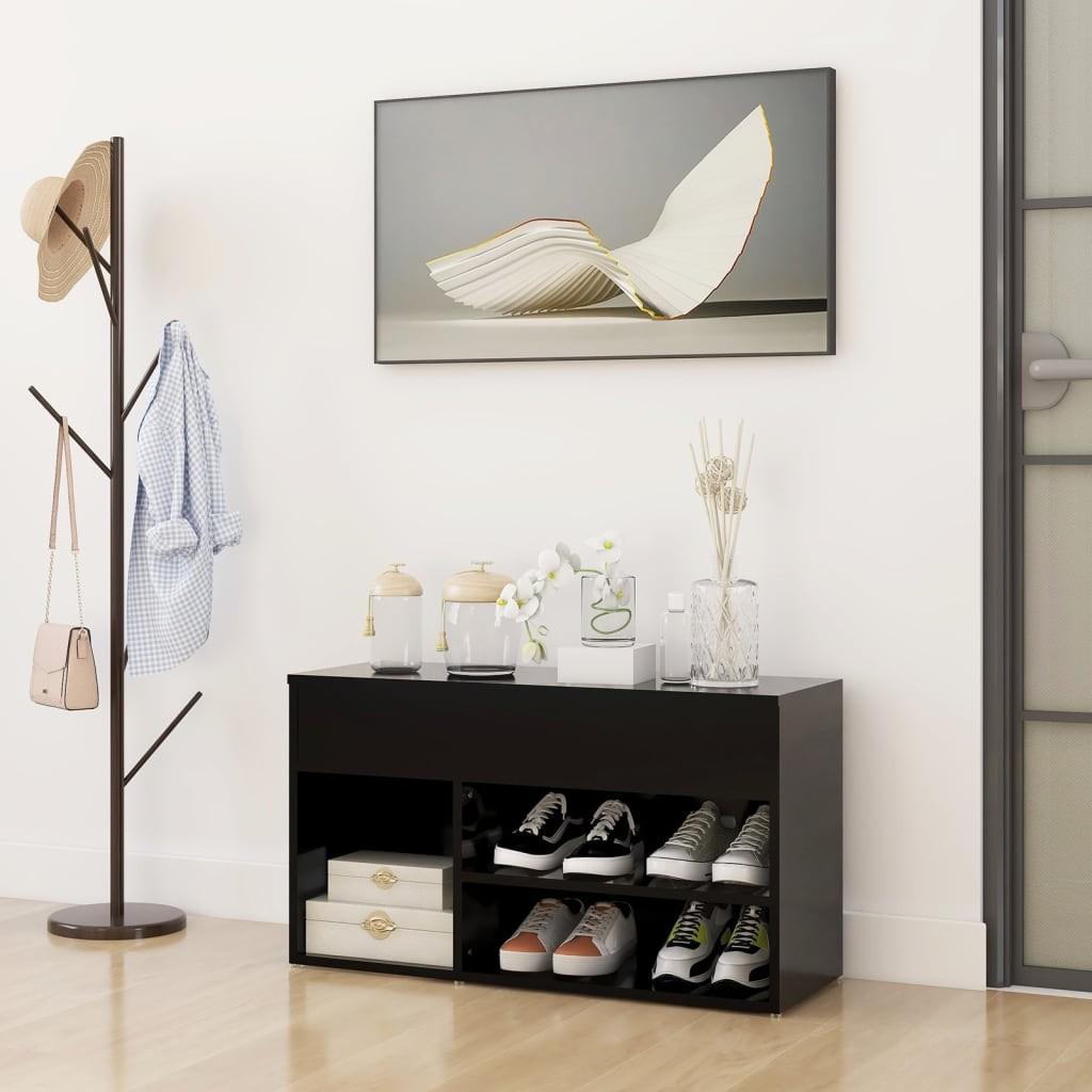 Skobænk 80x30x45 cm konstrueret træ sort