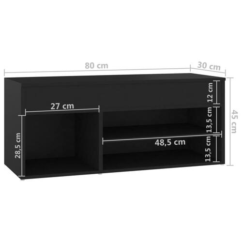 Skobænk 80x30x45 cm konstrueret træ sort