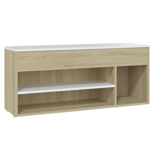 Skoreol 105x30x45 cm spånplade hvid og sonoma-eg