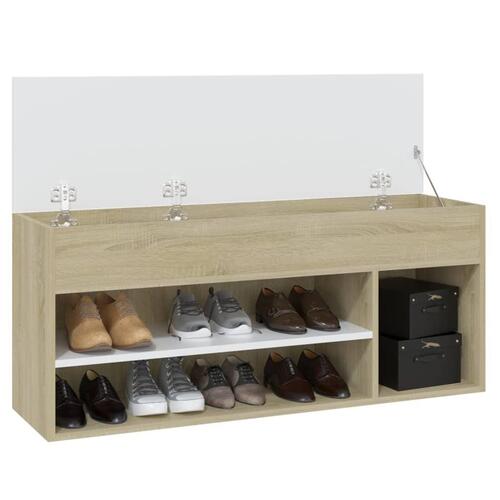 Skoreol 105x30x45 cm spånplade hvid og sonoma-eg