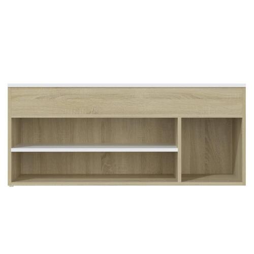 Skoreol 105x30x45 cm spånplade hvid og sonoma-eg
