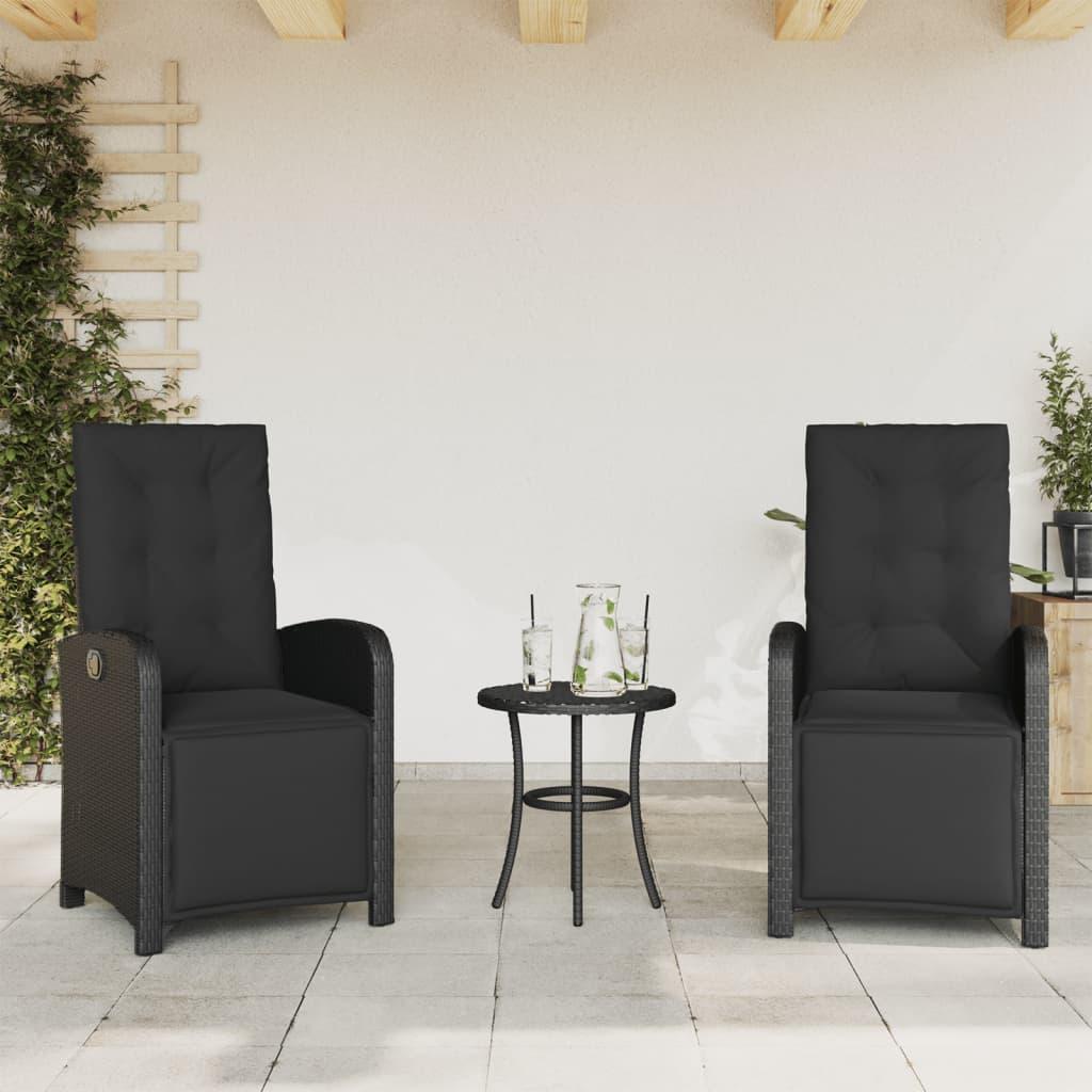 vidaXL havestole 2 stk. med lænefunktion og fodstøtte polyrattan sort