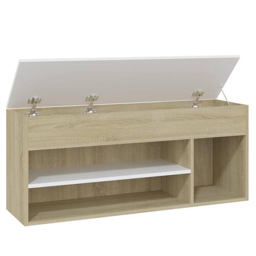 Skoreol 105x30x45 cm spånplade hvid og sonoma-eg