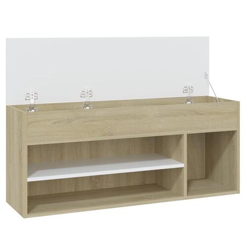 Skoreol 105x30x45 cm spånplade hvid og sonoma-eg