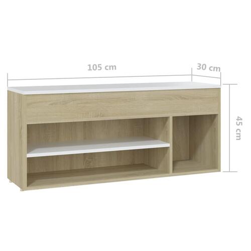 Skoreol 105x30x45 cm spånplade hvid og sonoma-eg