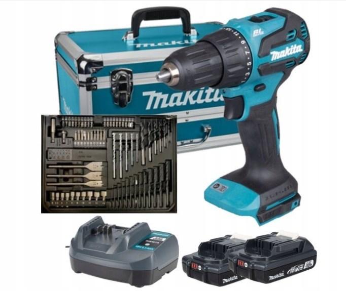 Makita DHP490WVX7 18V slagboremaskine/skruemaskine - inkl. kuffert, lader og 2 batterier billede