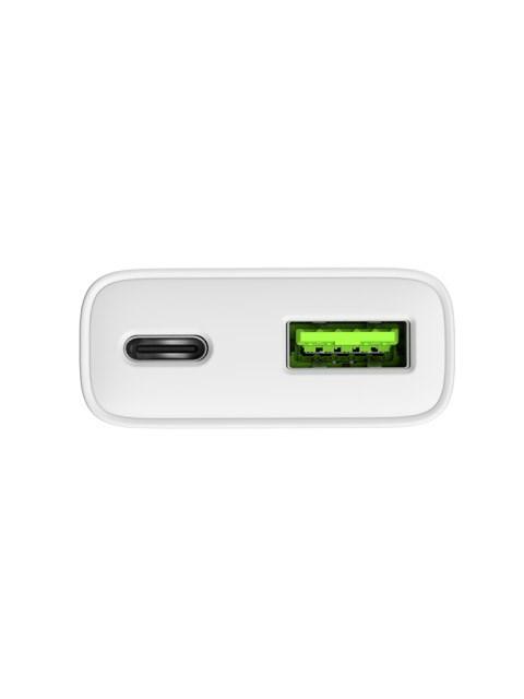 Natec Ribera GaN Slim vægoplader – 1× USB-A + 1× USB-C, 20 W, hvid billede