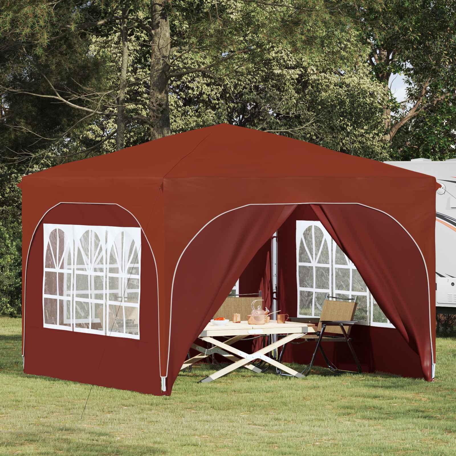 Pop-up festtelt 290 × 290 × 245 cm - terrakotta, højdejusterbart med 4 sider billede