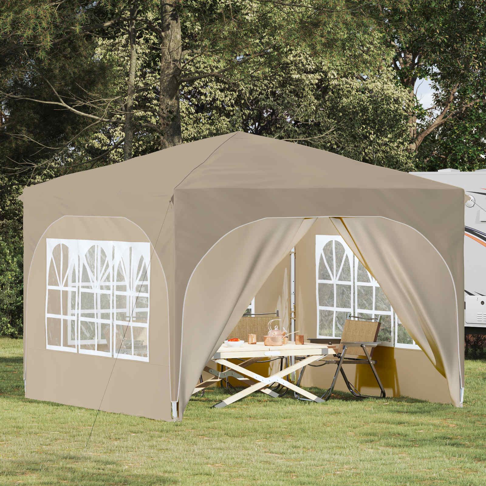 Pop-up festtelt 290 × 290 × 245 cm - cremefarvet, højdejusterbart billede