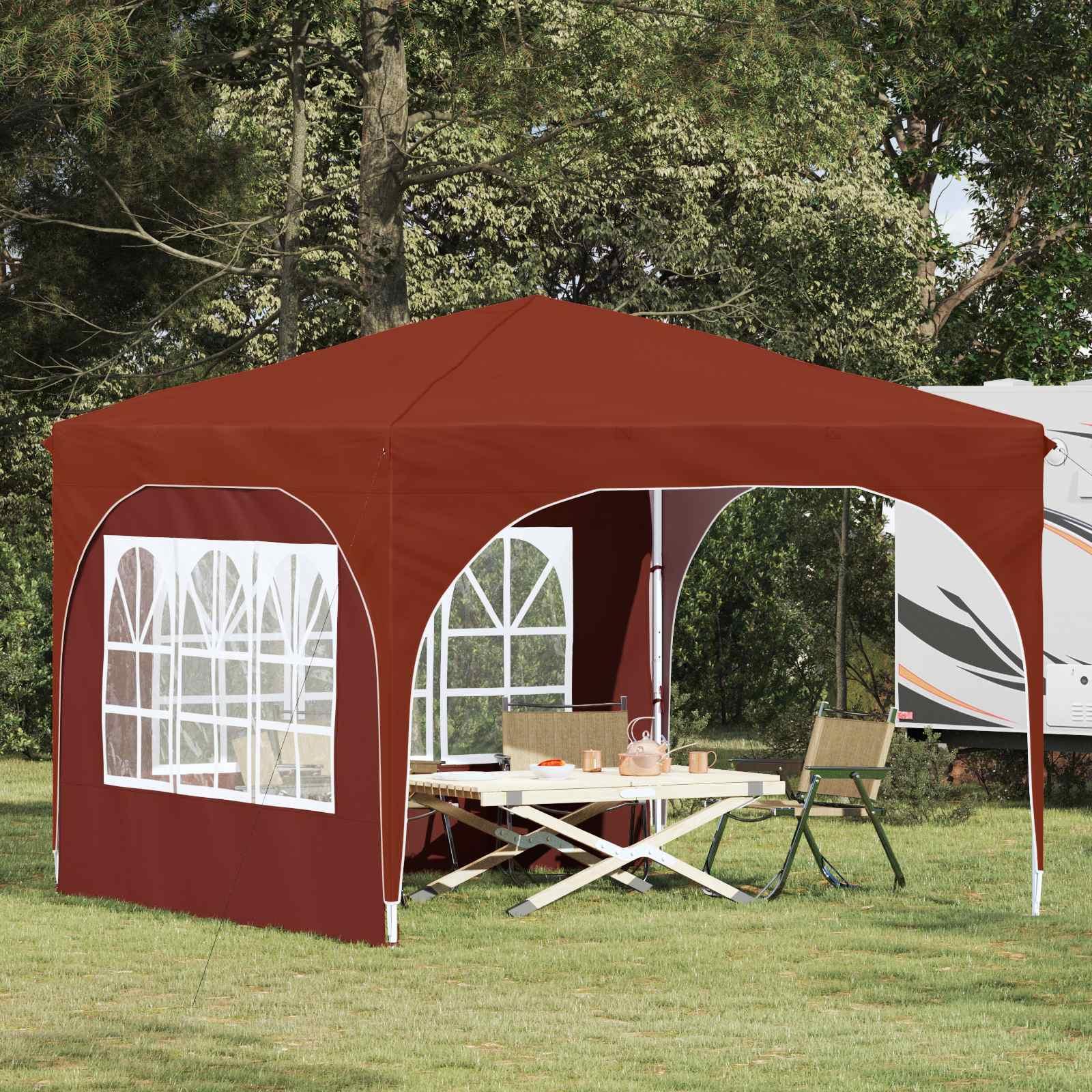 Pop-up festtelt 290 × 290 × 245 cm - terrakotta, højdejusterbart med sidevægge billede