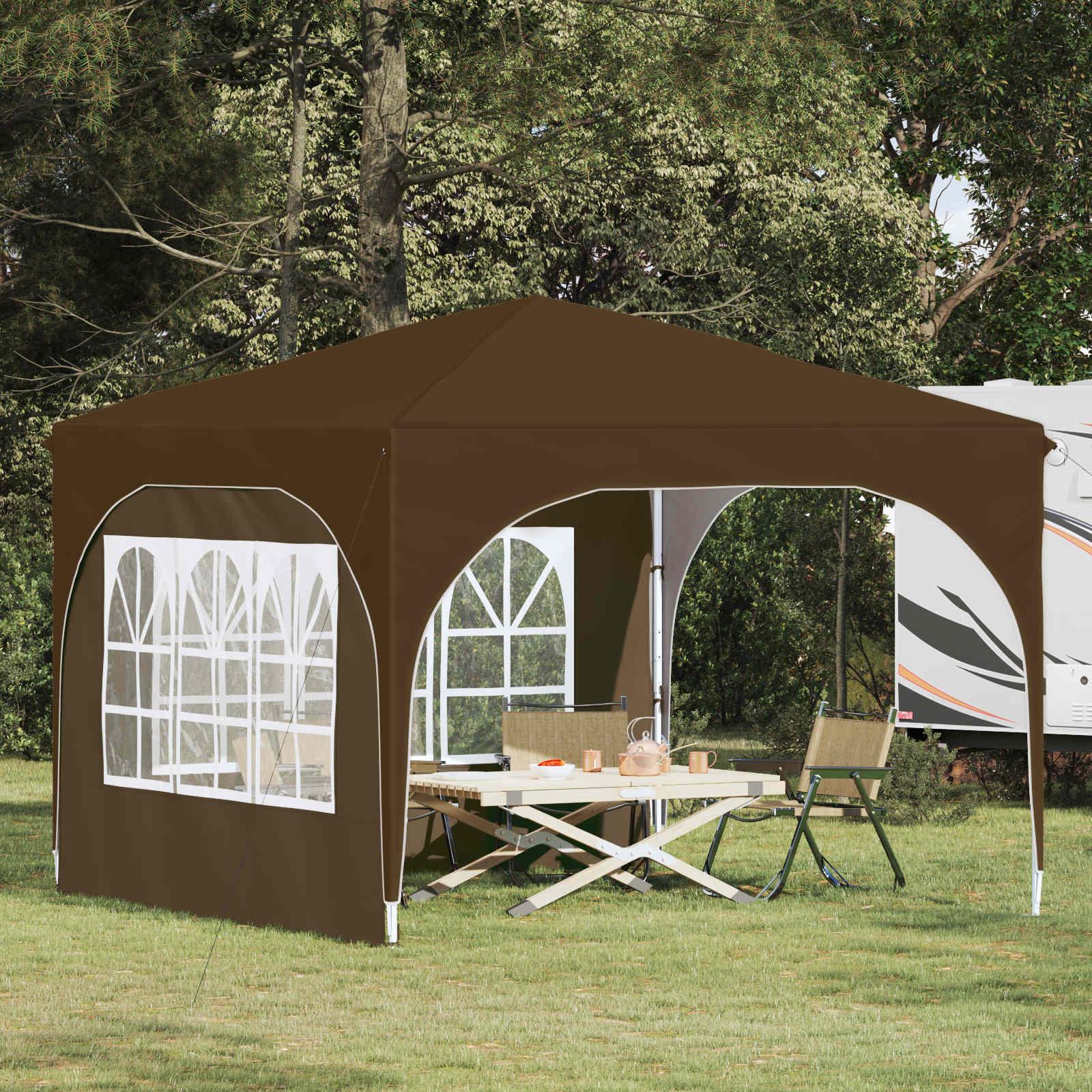 Pop-up Festtelt 290 x 290 x 245 cm Gråbrun billede