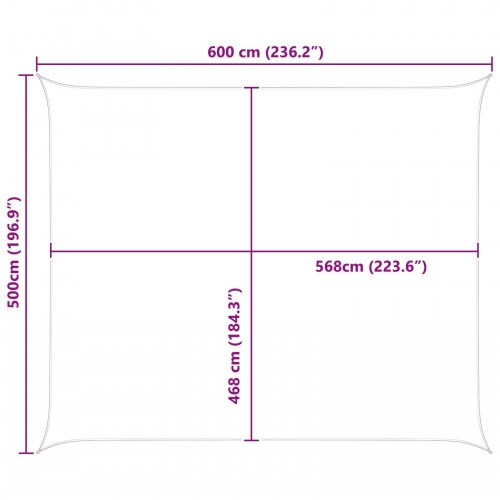 Solsejl rektangulært - gul/hvid stribet 6 × 5 m i 100% polyester oxford