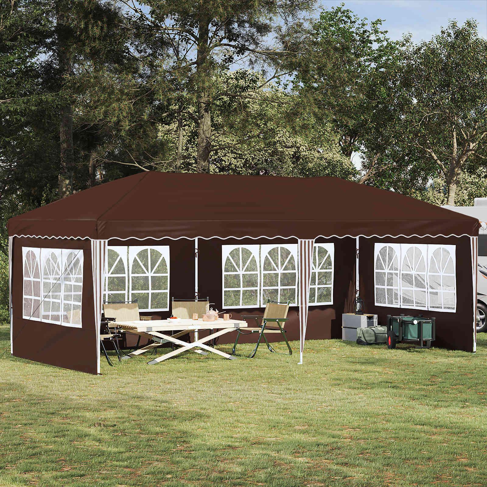 Pop-up Festtelt 575 x 289 x 245 cm Brun billede