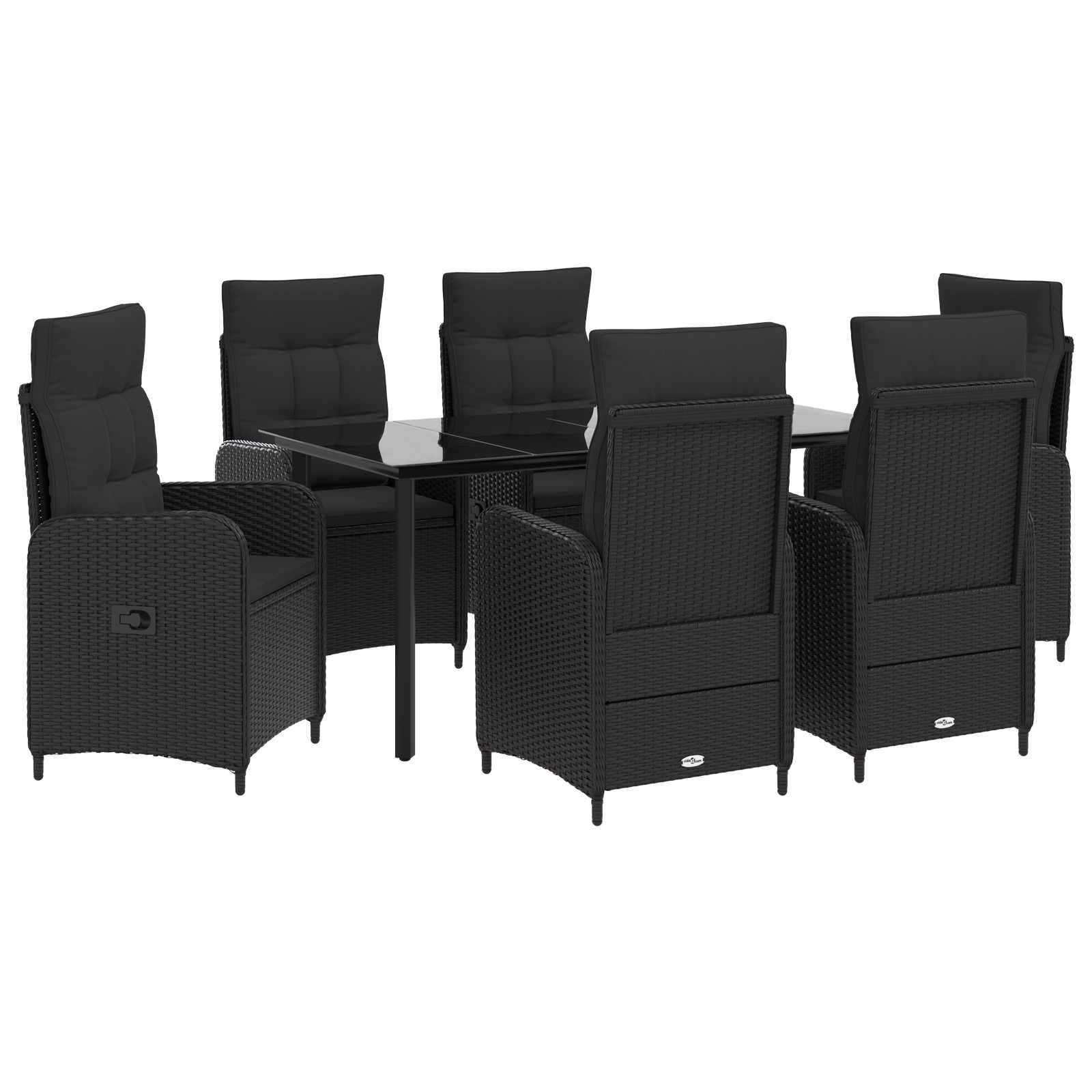 Sofa Bord Sæt med pude 7 stk PE rattan og pulverlakeret stål billede