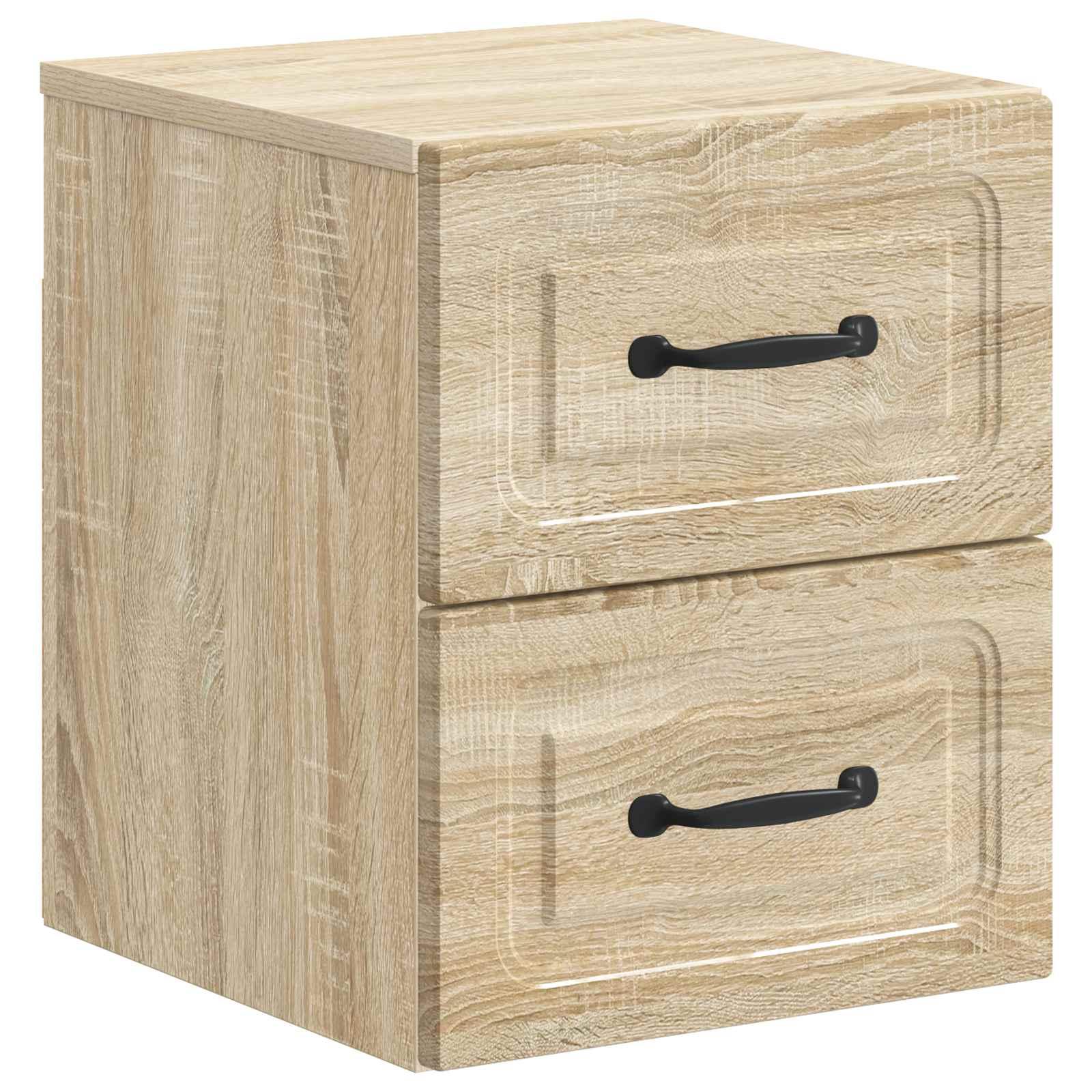 Væghængt natbord i sonoma-eg - 34,5 × 33 × 40 cm, konstrueret træ billede