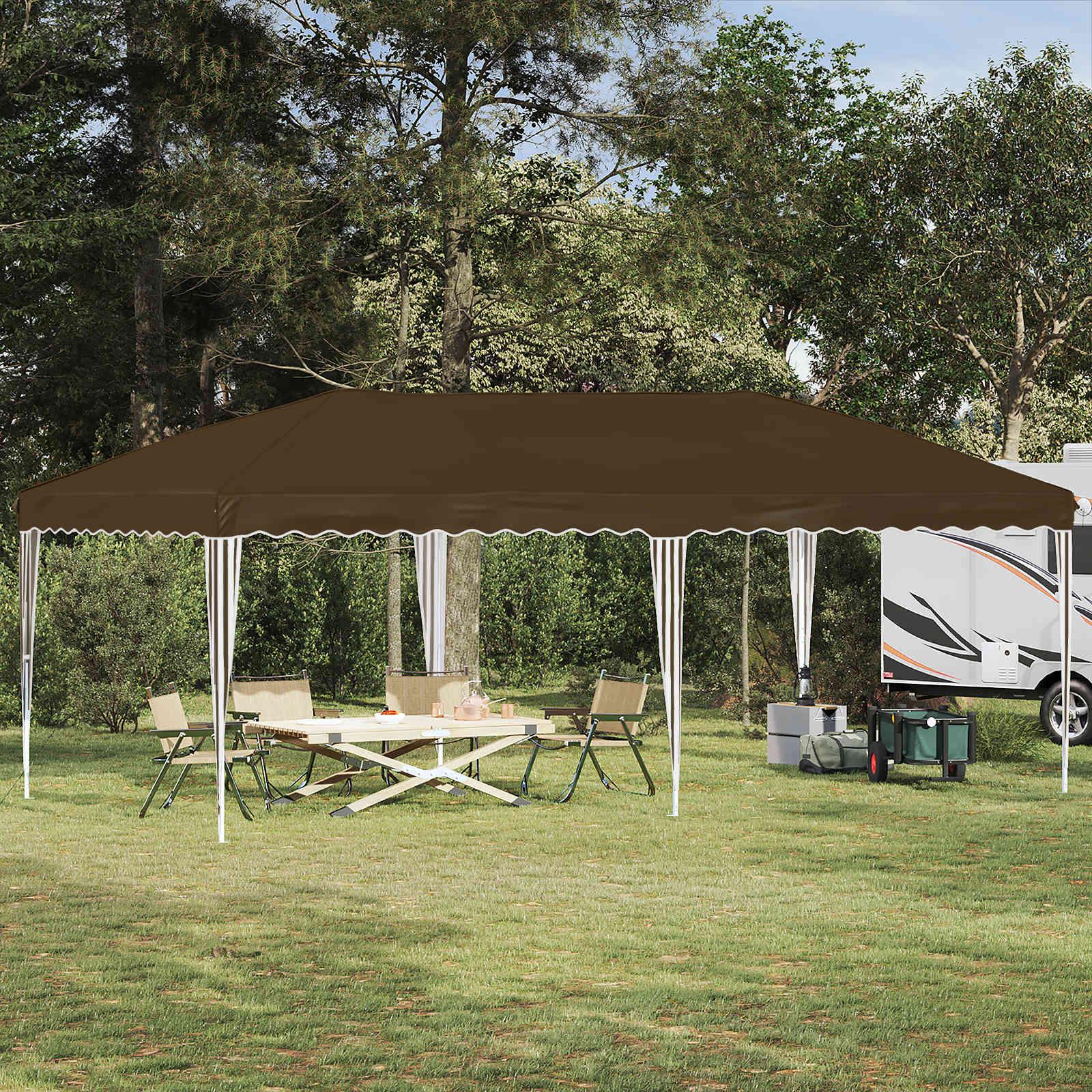 Pop-up Festtelt 575 x 290 x 245 cm Gråbrun billede