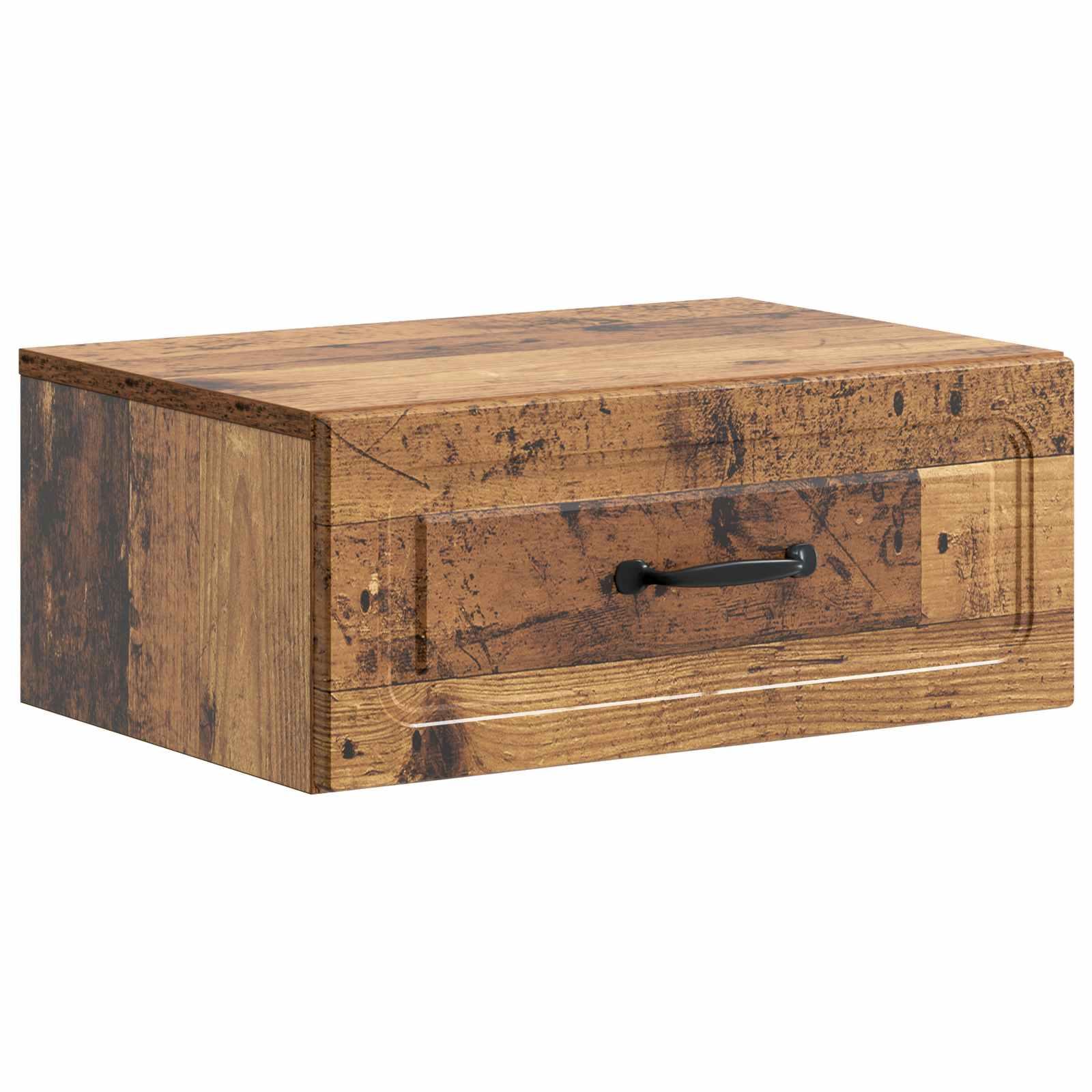 Væghængt Natbord Gammelt træ 49 x 34,5 x 20 cm Konstrueret træ billede