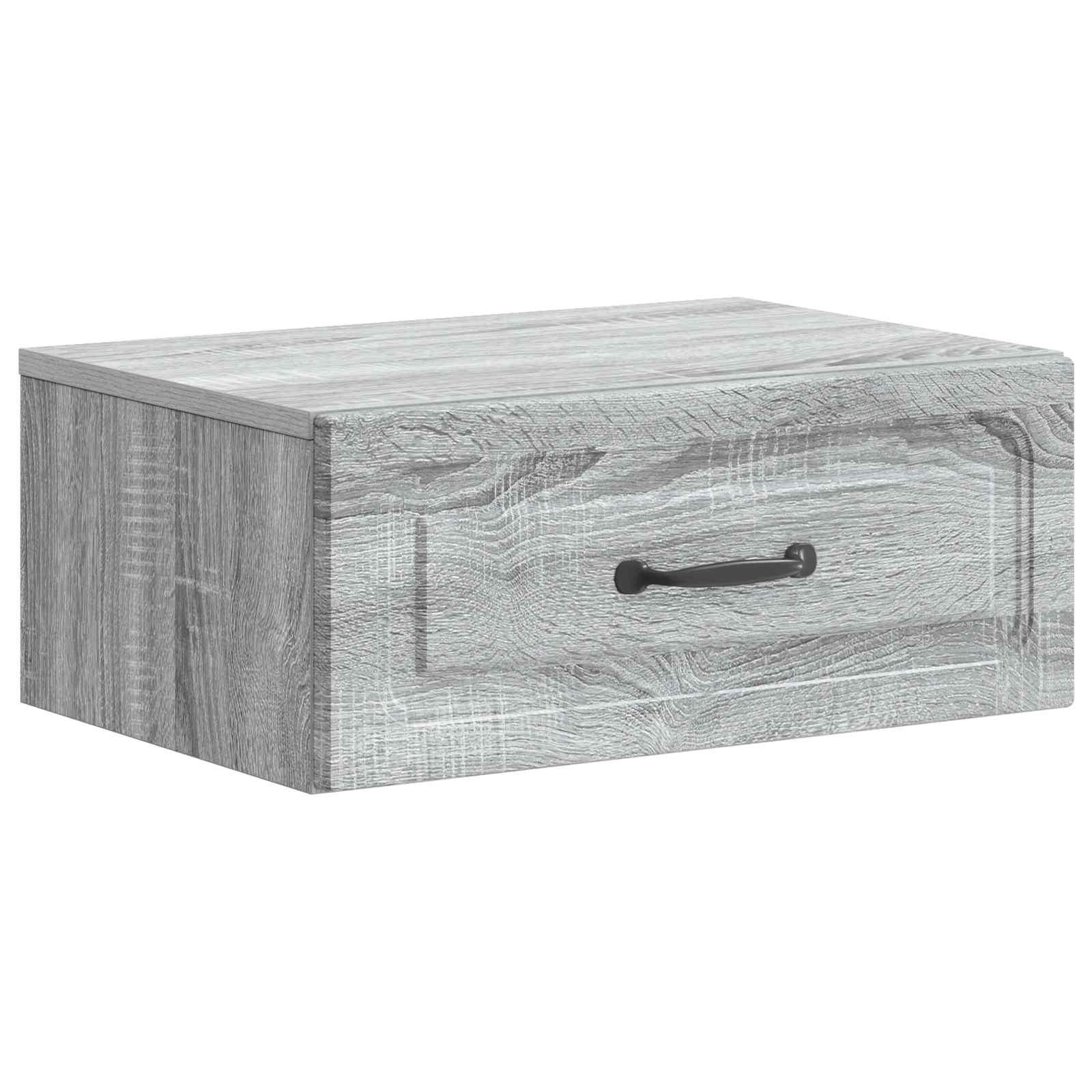 Væghængt Natbord med skuffe Grå sonoma-eg 49 x 34,5 x 20 cm billede