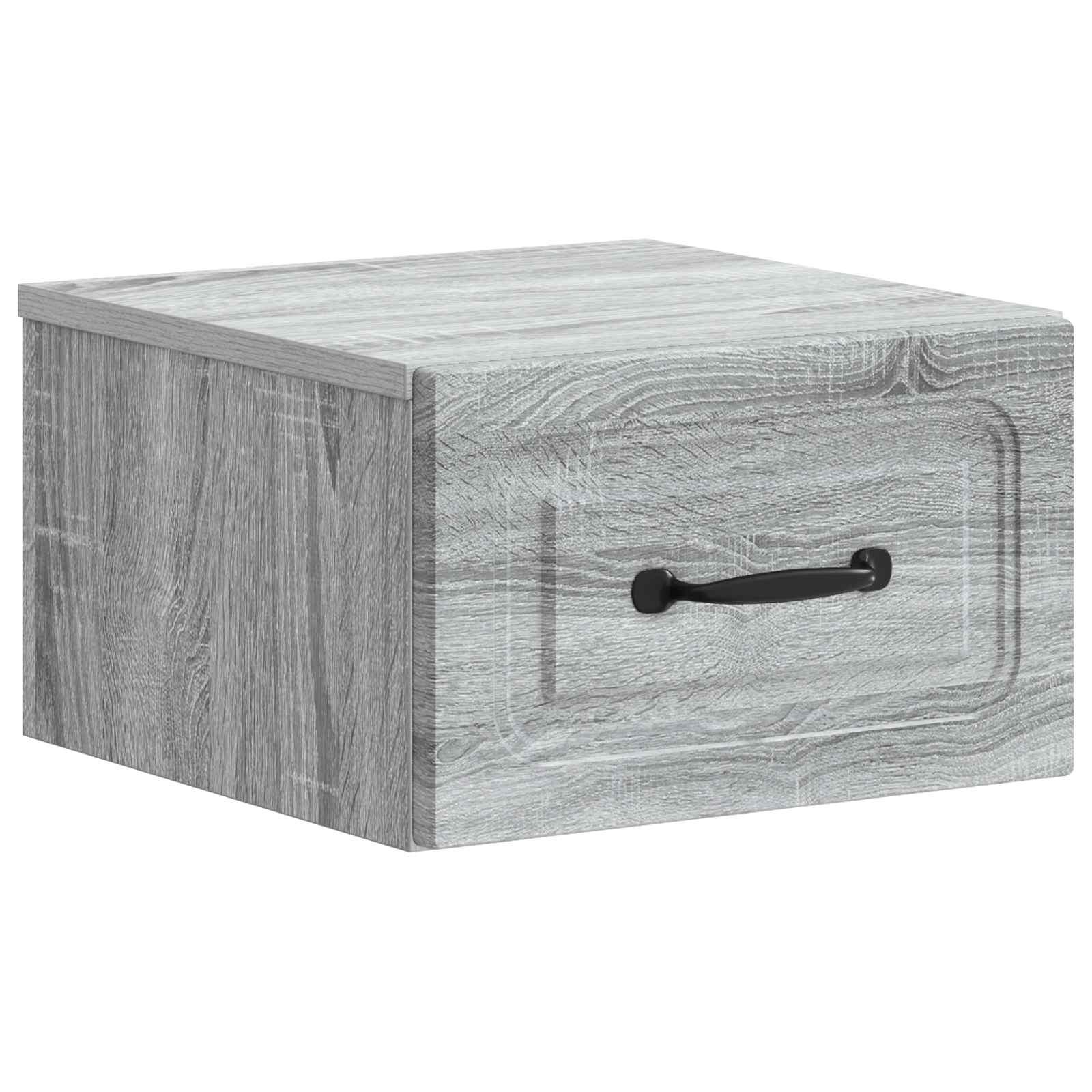 Væghængt Natbord med skuffe Grå sonoma-eg 34,5 x 33 x 20 cm billede