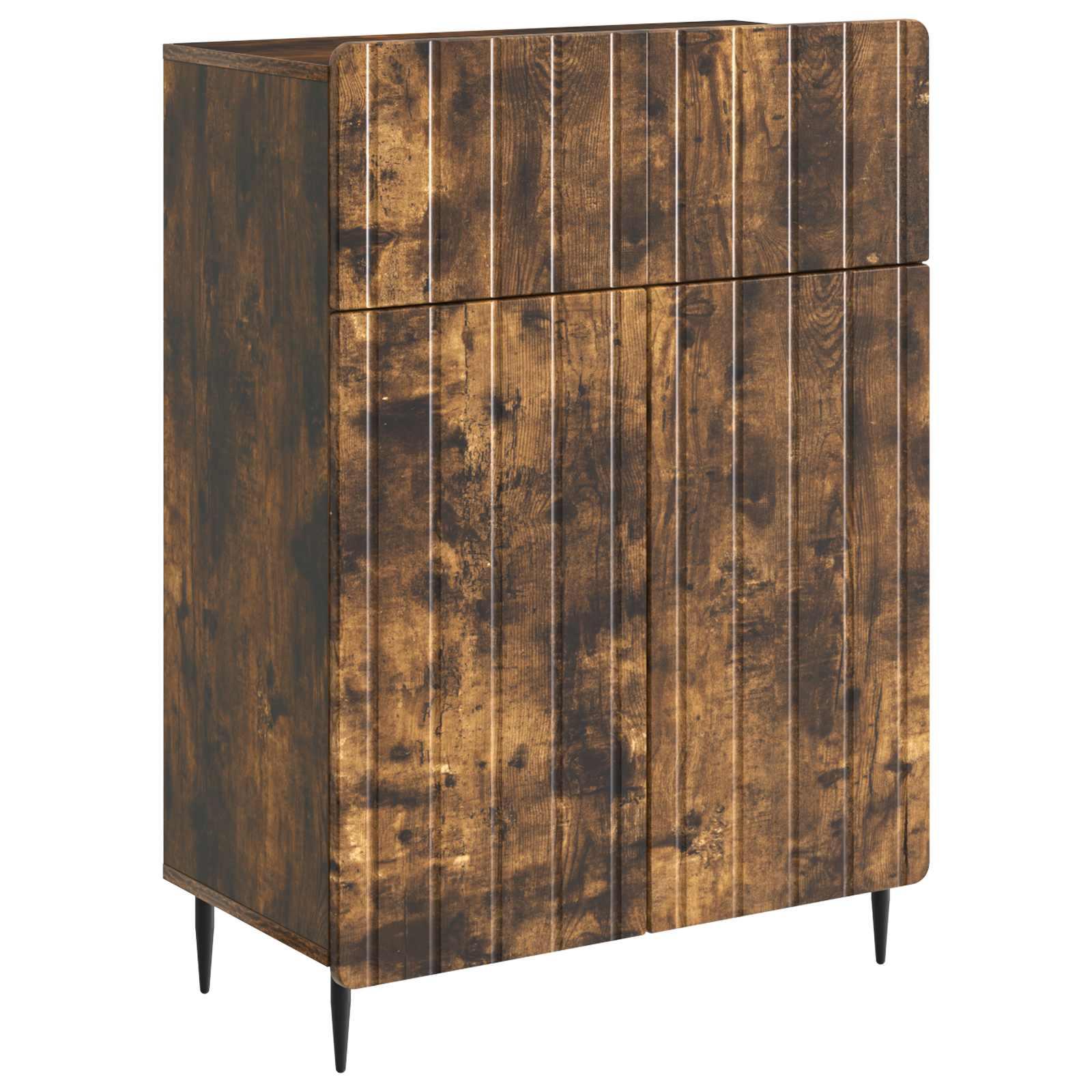 Sidebord med skuffe Røget eg 66 x 34,5 x 92 cm Konstrueret træ billede