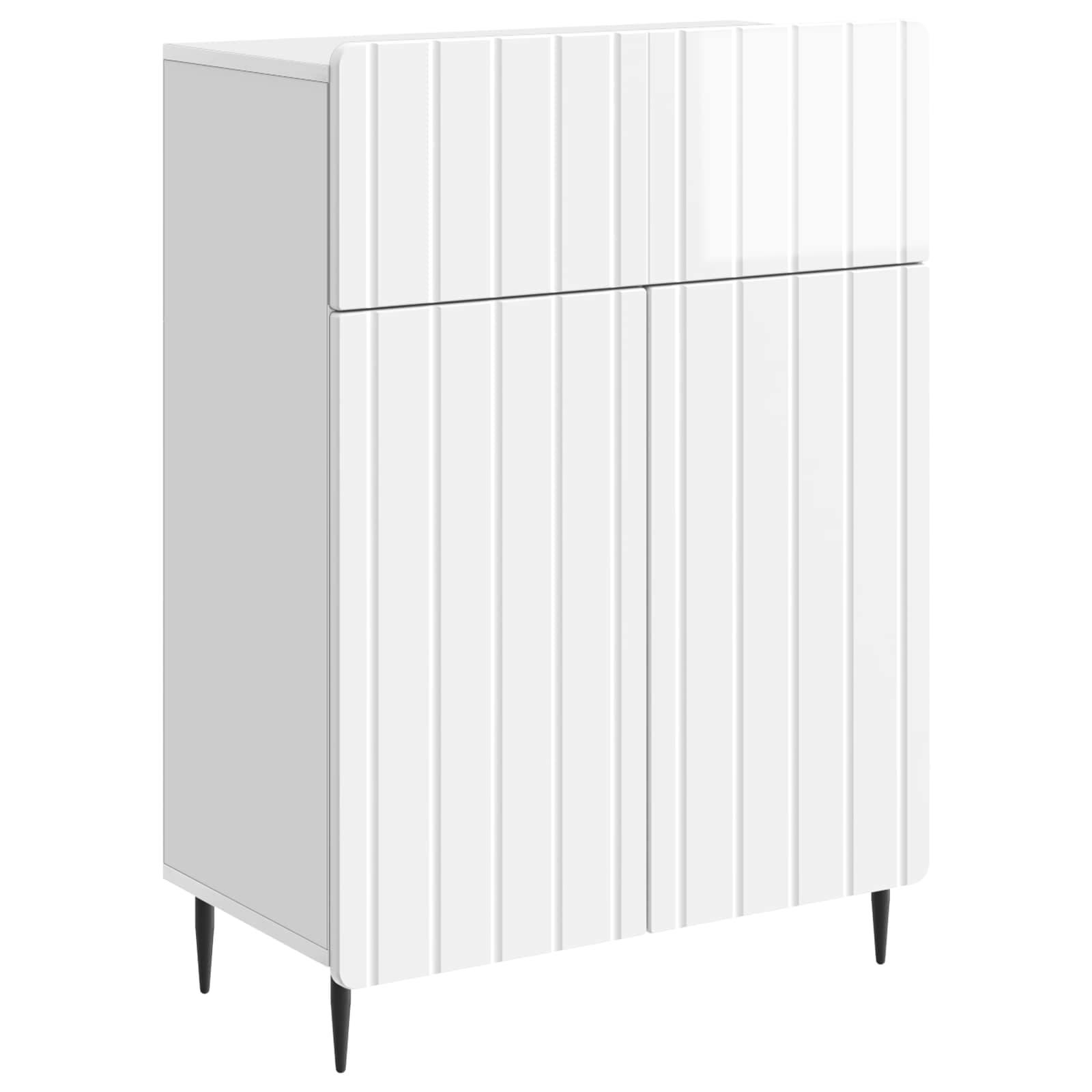 Sidebord Hvid højglans 66 x 34,5 x 92 cm Konstrueret træ billede