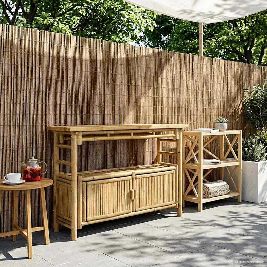Konsolbord med hylde Naturfarvet 110 x 35 x 75 cm Bambus billede