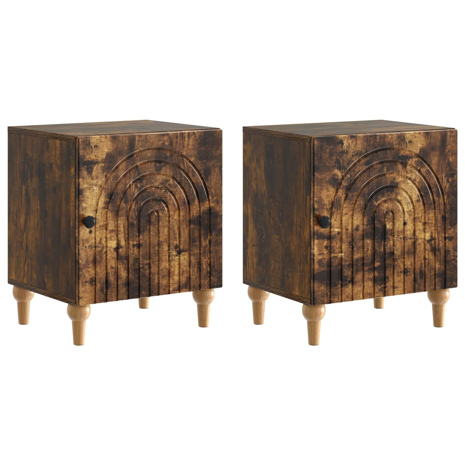 Natskab 2 stk Røget eg 43 x 34,5 x 50 cm Konstrueret træ billede