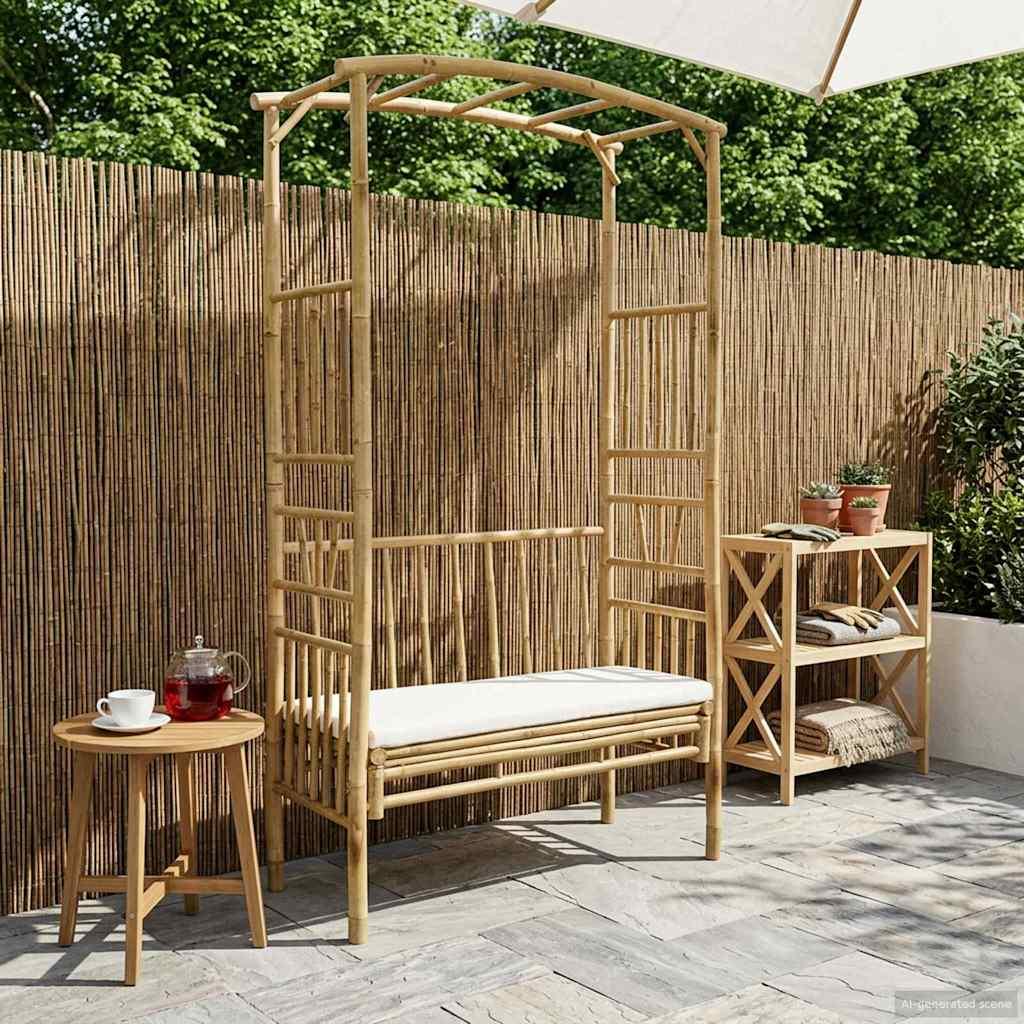 Havebue med Bænk Naturfarvet 115 x 50 x 205 cm Bambus billede