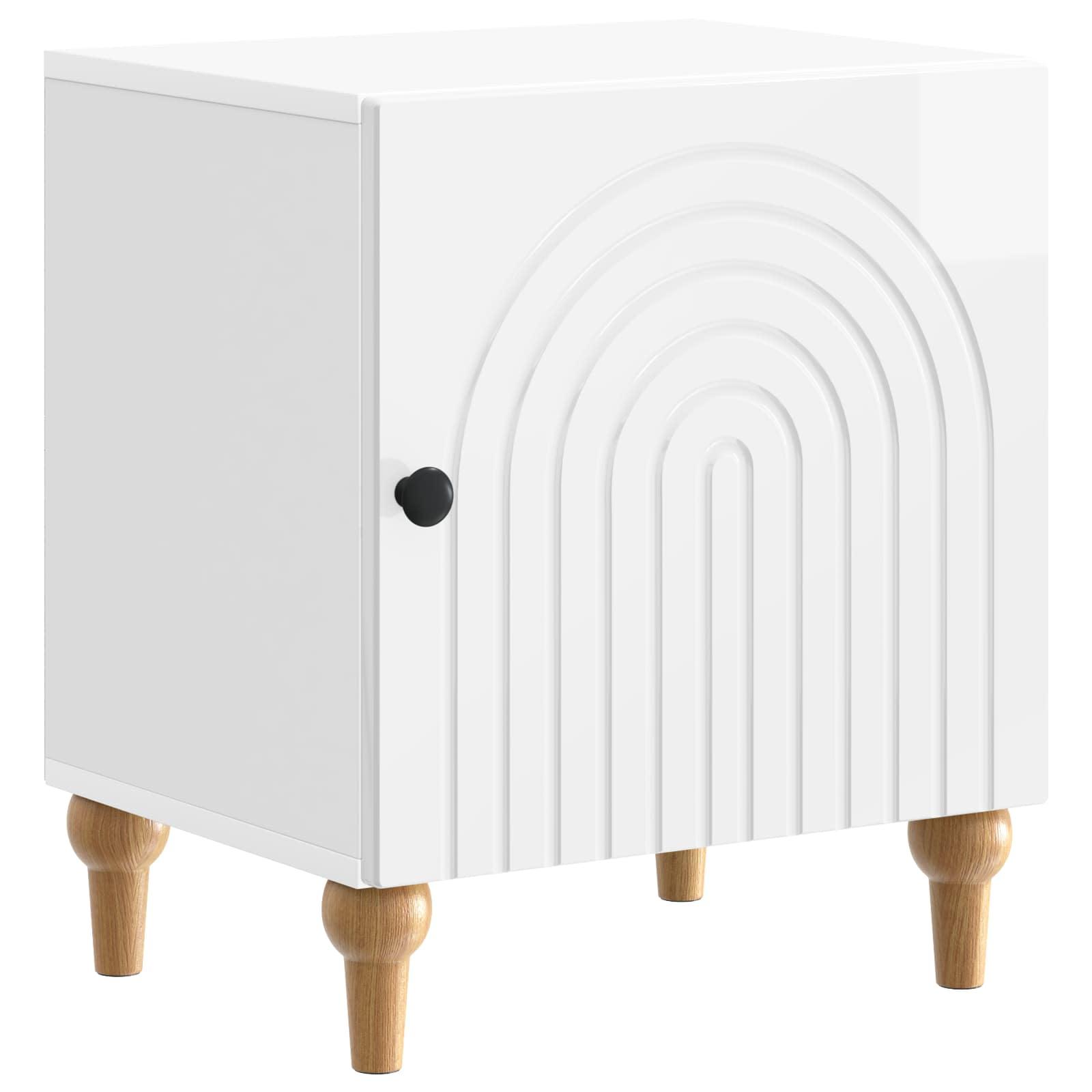 Natskab Hvid højglans 43 x 34,5 x 50 cm Konstrueret træ billede
