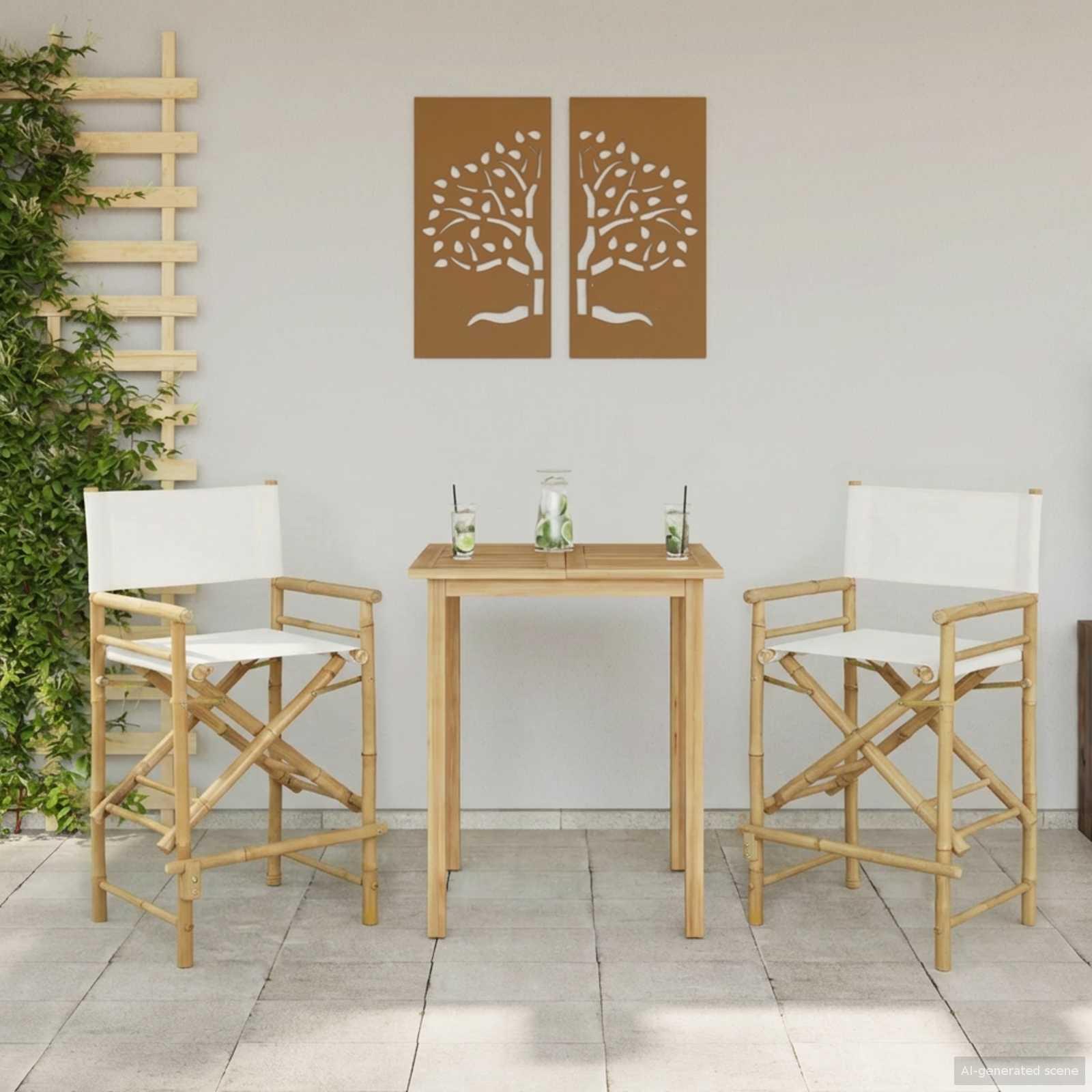 Folding Directors Stol 2 stk Naturfarvet 58 x 48 x 115 cm billede