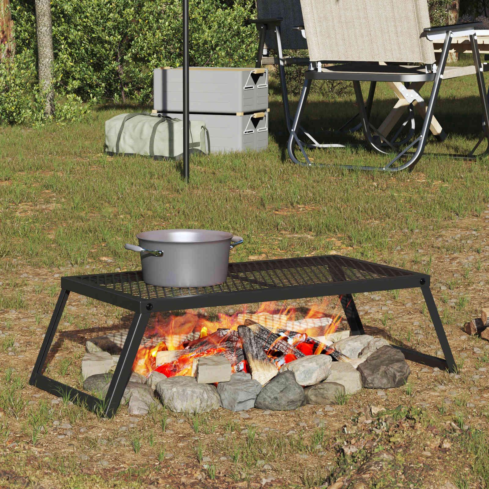 Foldbart Camping Grill Sort 58 x 31 x 2 cm Legeret Stål billede