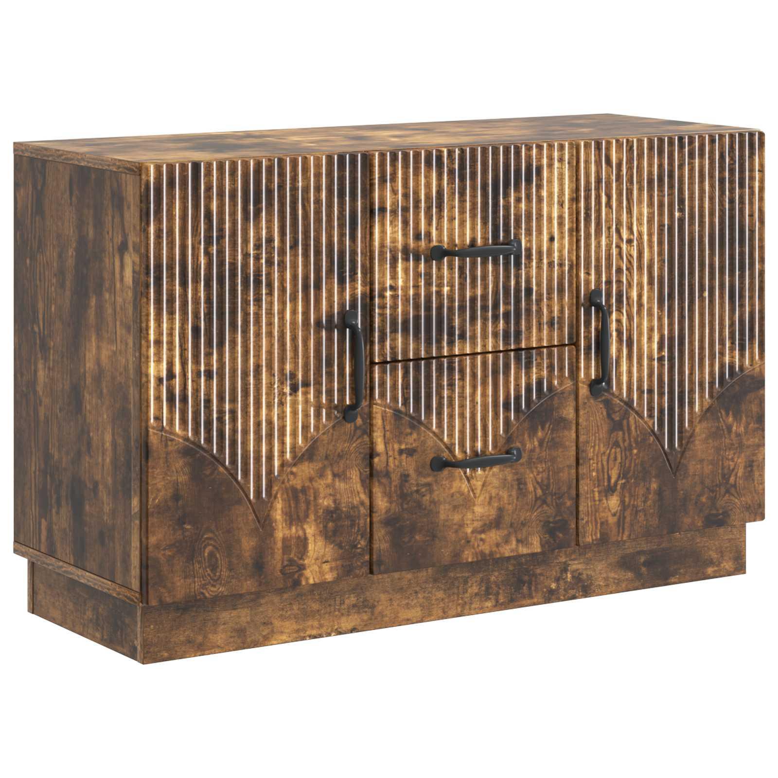 Sidebord med skuffe Røget eg 89 x 34,5 x 57 cm Konstrueret træ billede