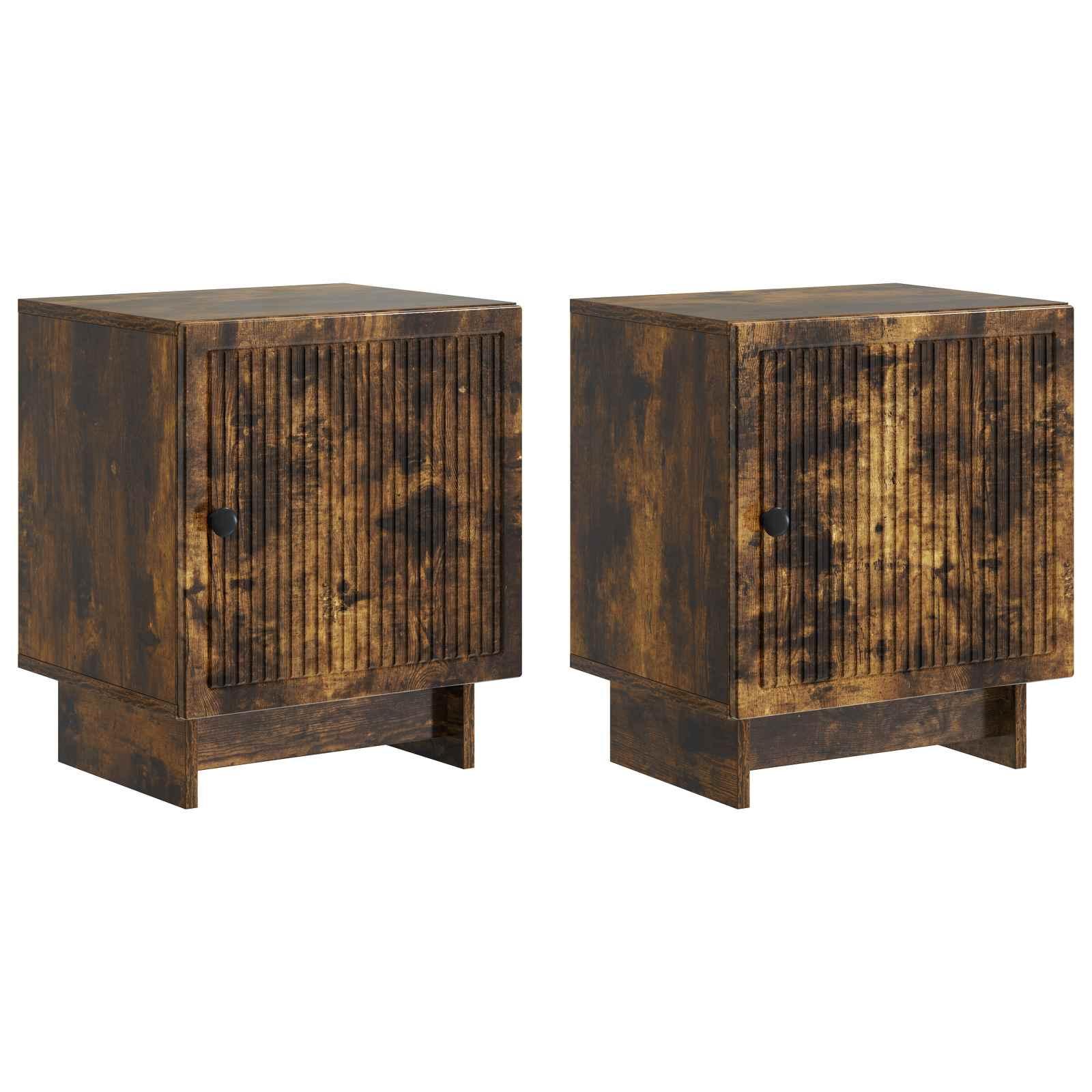 Natskab 2 stk Røget eg 43 x 34,5 x 50 cm Konstrueret træ billede