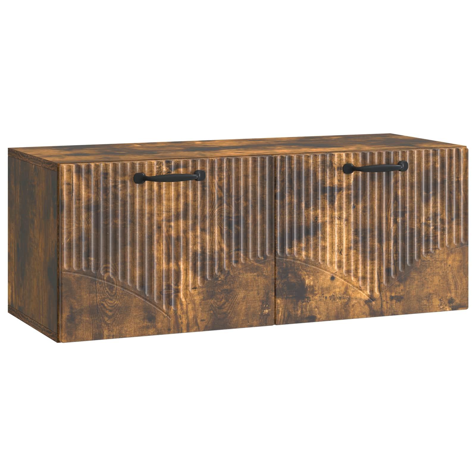 Væghængt TV-skab Røget eg 78,5 x 31 x 30 cm Konstrueret træ billede
