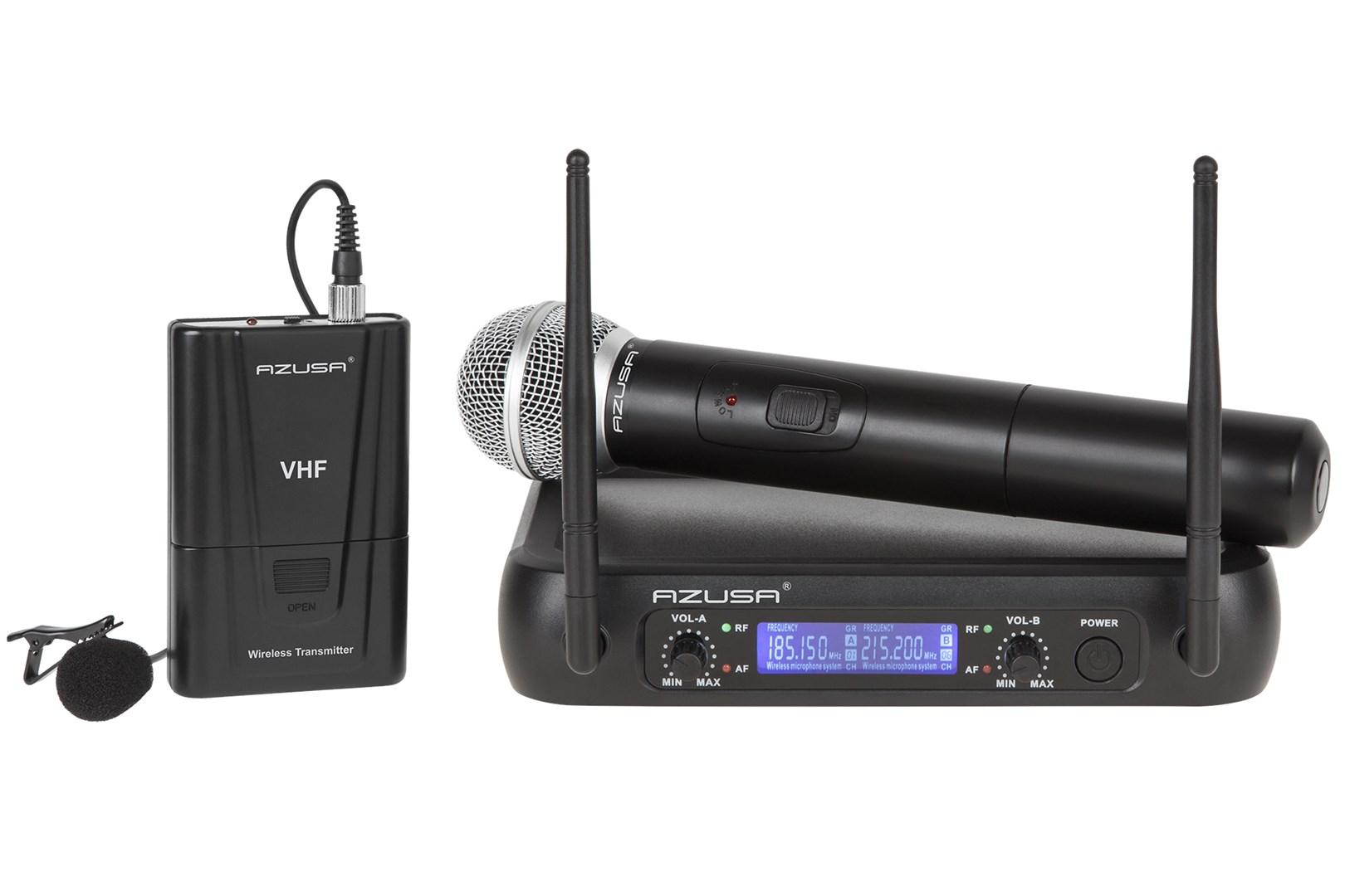 2-kanals VHF mikrofonsystem WR-358LD med 1 håndholdt mikrofon og 1 clipmikrofon