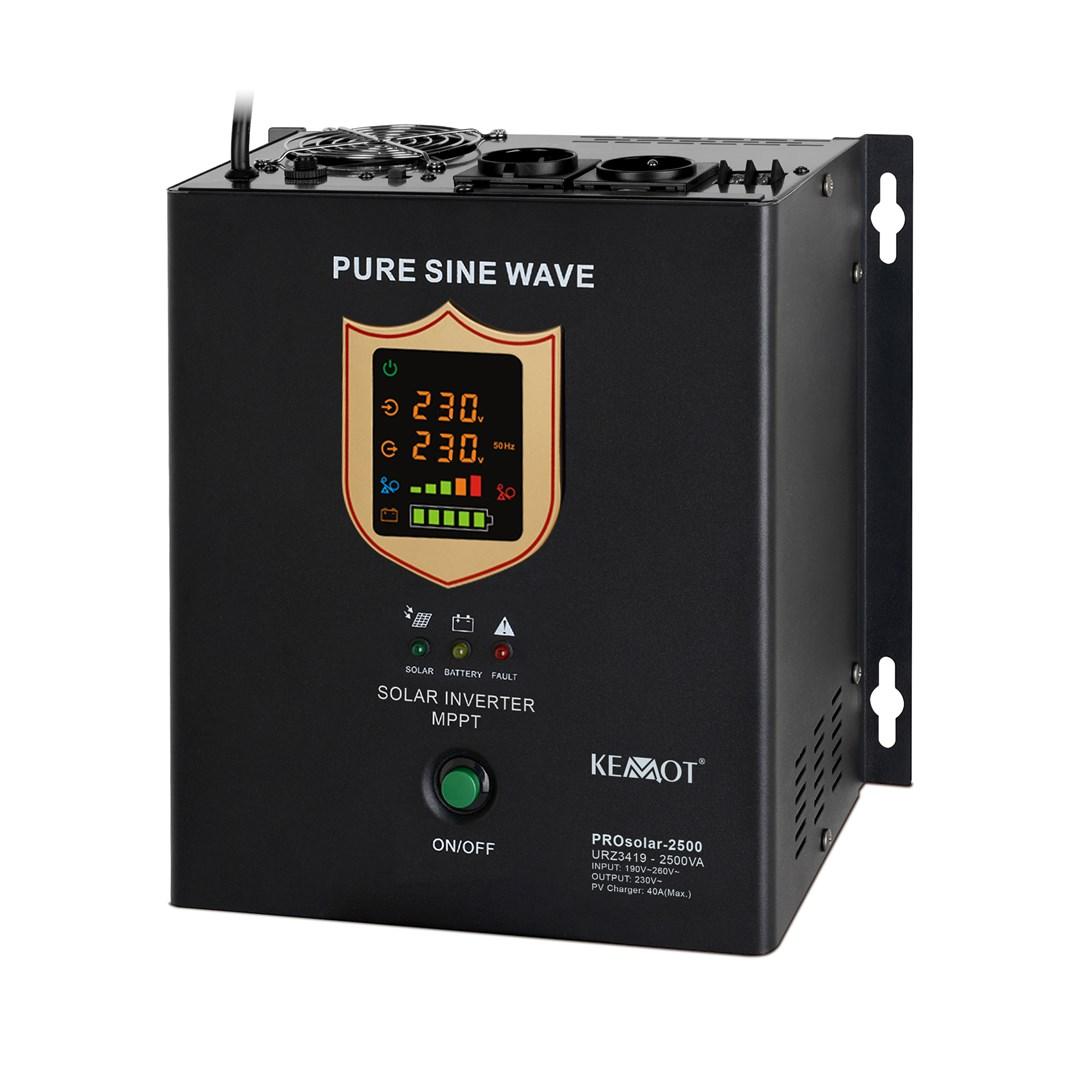 KEMOT PROsolar-2500 vægmonteret sol-inverter – 24 V til 230 V, 2500 VA / 1.800 W, MPPT, ren sinus billede