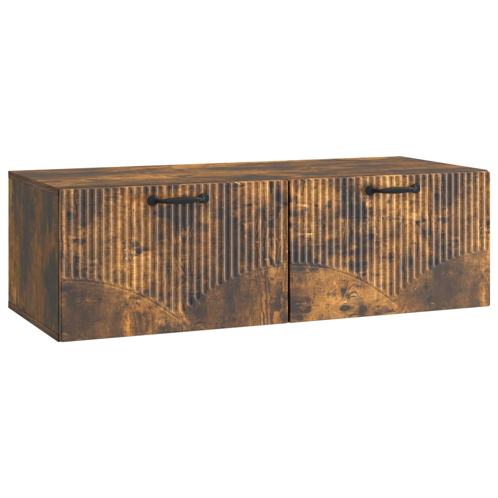 Væghængt TV-skab Røget eg 98 x 41 x 30 cm Konstrueret træ billede