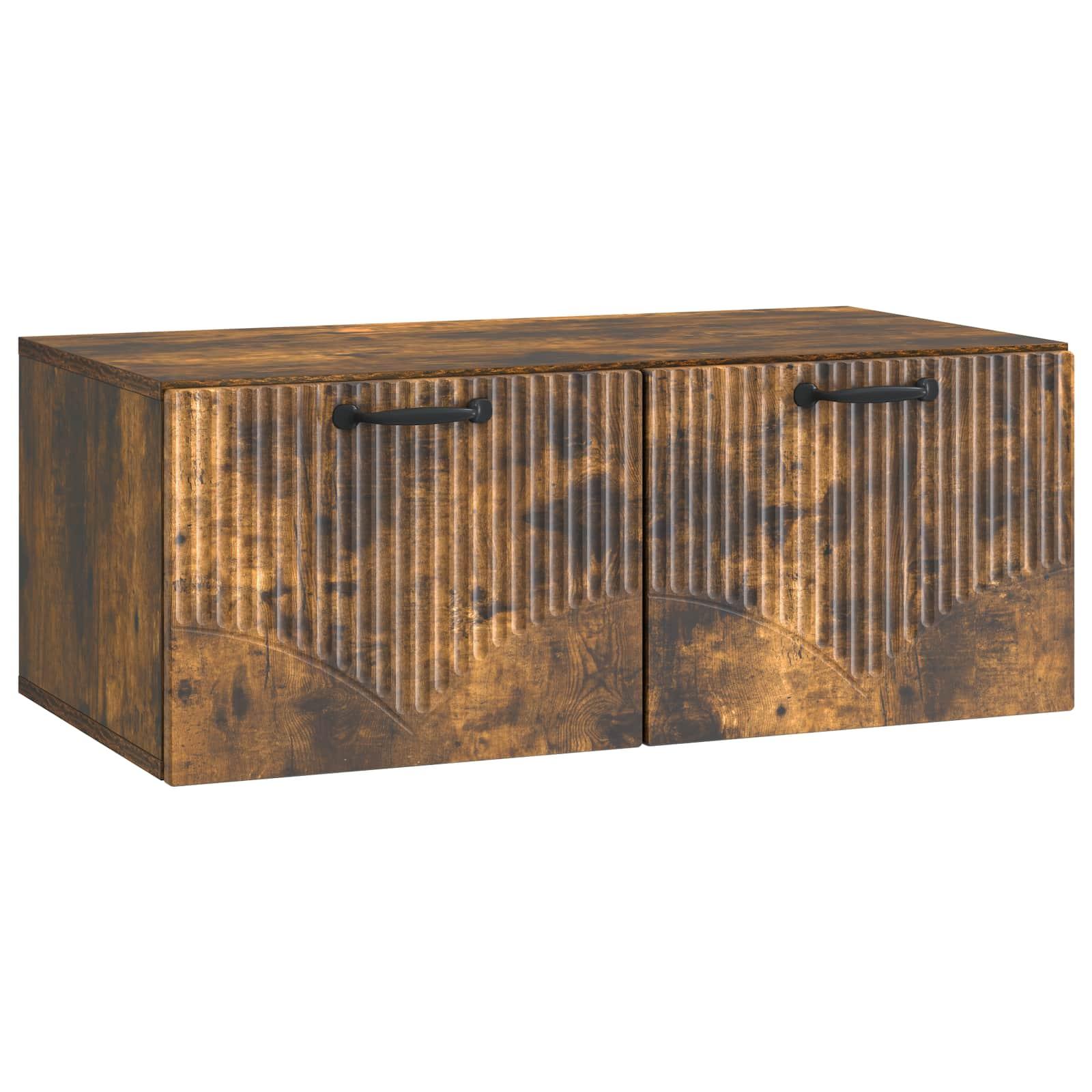 Væghængt TV-skab Røget eg 78,5 x 41 x 30 cm Konstrueret træ billede