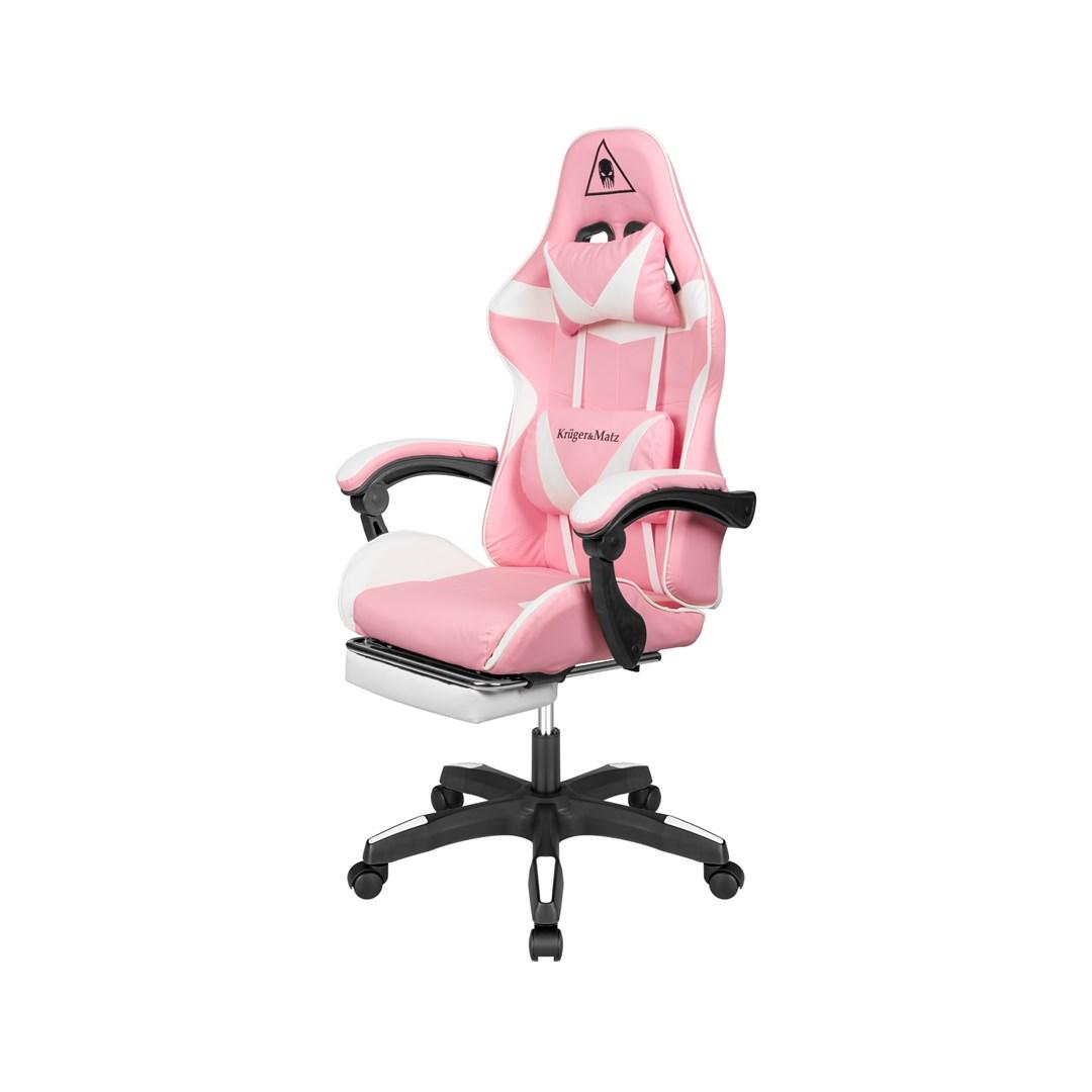 Kruger & Matz GX-150 gamerstol – hvid/lyserød billede