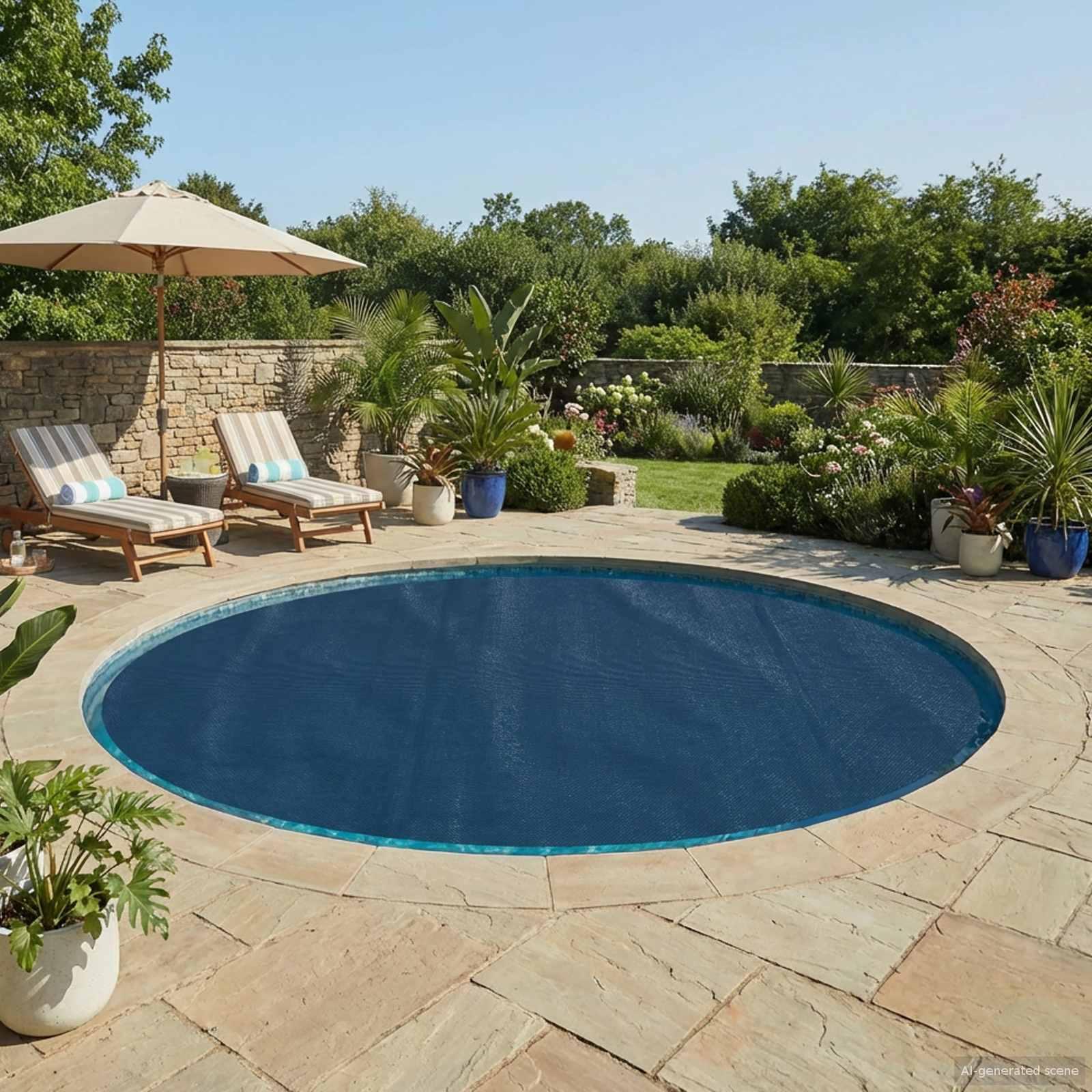 Pool Cover Heavy Quality Sort og Blå Ø 417 cm 0,2 mm PE billede