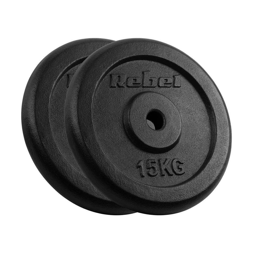 Rebel vægtskiver i støbejern 2×15 kg - klassiske skiver, 31 mm boring billede