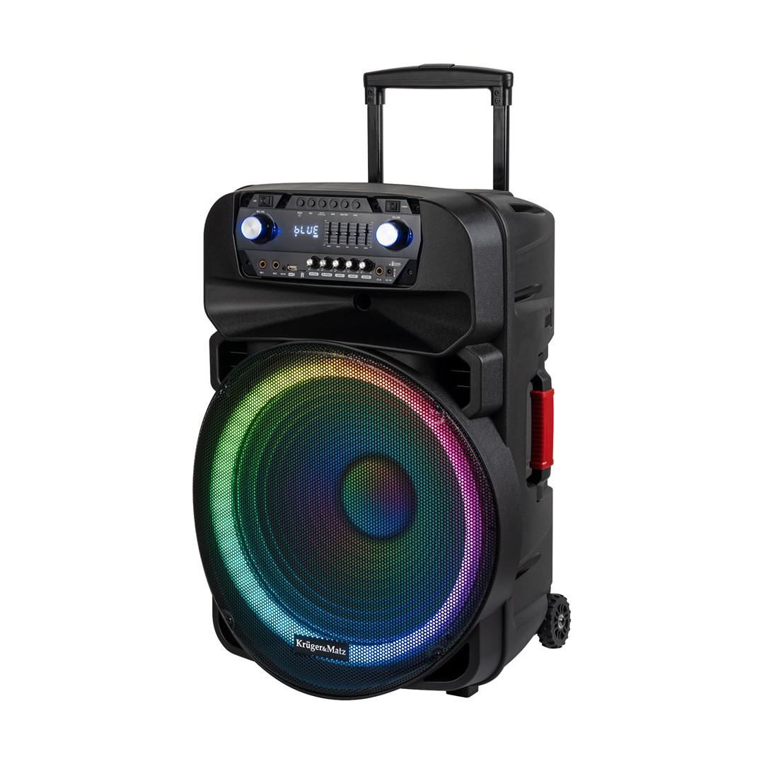Kruger & Matz KM1718 aktiv højttaler - 60 W med Bluetooth, FM, USB, SD og 2 UHF trådløse mikrofoner billede